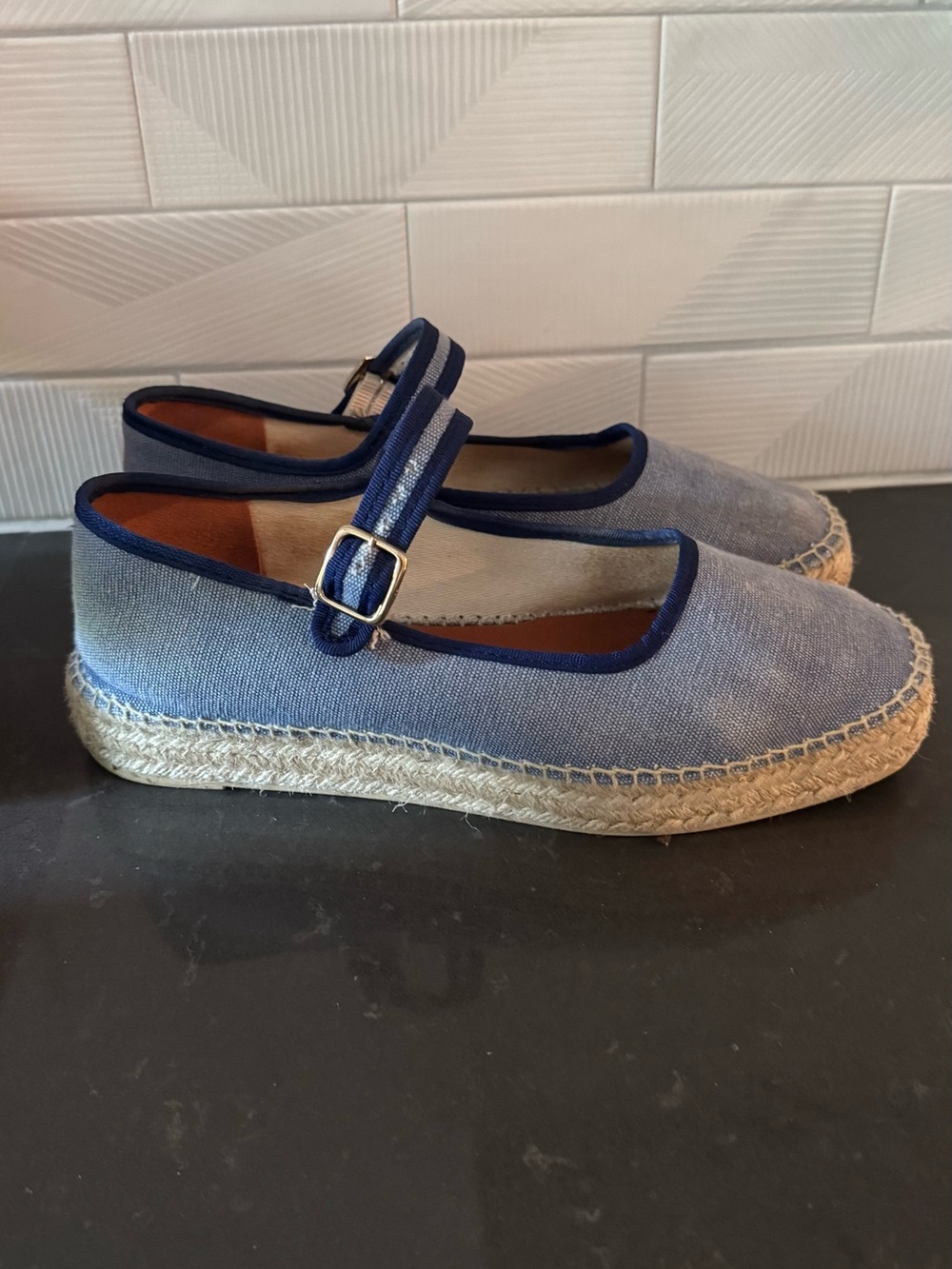 Blue Espadrille Mary Jane Shoes